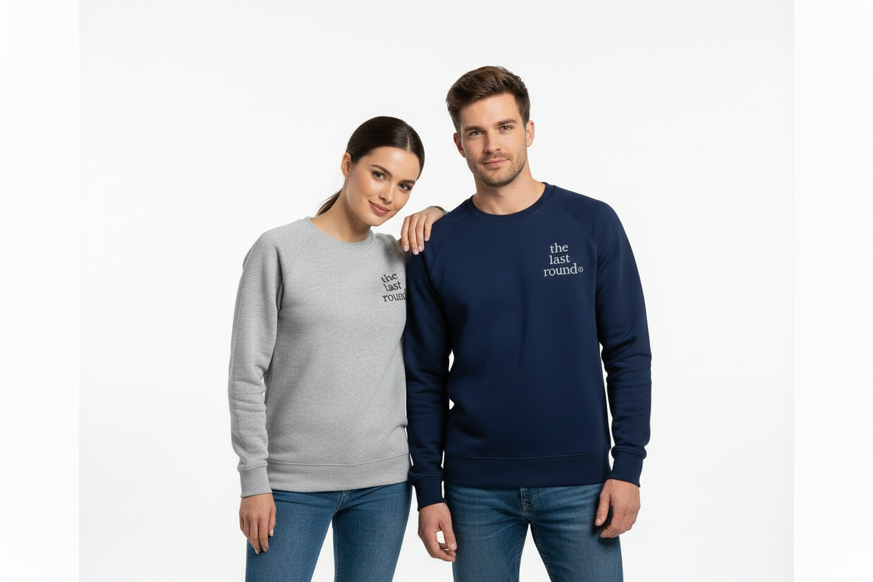 Pareja con sudaderas The Last Round azul y gris - nueva modelo